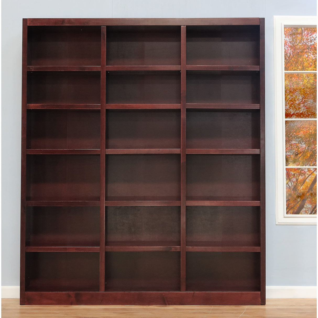 Concepts In Wood Traditional 84inches Tall 18-Shelf Triple Wide Wood Bookcase, Dry Oak Concepts In Wood