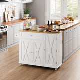 BOTLOG Kitchen Island with Storage, Island Table on Wheels with Drop Leaf, Spice Rack, Drawer, Towel Rack, Rolling Kitchen Island Cart for Dinning Room, White 15.7-27.55" D x 47.63" W x 35.43" H BOTLOG