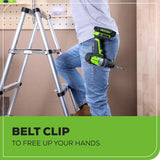 Greenworks 24V Brushless 1/2" Hammer Drill (530 in-lbs.) 2.0Ah Battery and Charger Included, DDG402 Greenworks