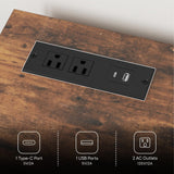 LIKIMIO 43" Tall 5 Drawers Dresser for Bedroom, Power Strip, Farmhouse Large Wood Dressers & Chest of Drawers with Wide Storage Cabinet, Black LIKIMIO