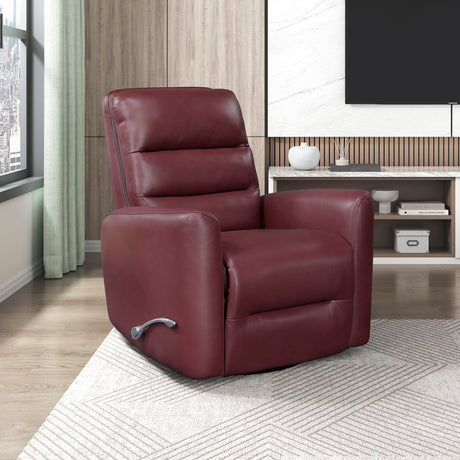 Lexicon Swivel Glider Recliner Chair, Comfy Nursery Glider, Faux Leather Recliner, Manual Reclining Chair for Living Room/Office/Apartment, Red Lexicon