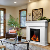 43” Electric Fireplace Mantel Freestanding Electric Fireplace, Remote Control, Adjustable Led Flame, 750W/1500w PEARLWHITE Electactic