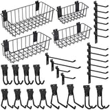 MENEONE Heavy-Duty Slatwall Baskets and Hooks - Slatwall Accessories for Standard Slatwall Panels | Ideal for Organizing Garages and Workshops MENEONE