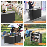 VINGLI 43" Foldable Portable Bar Table with 3-Tier Shelves for Events and Outdoor Use VINGLI