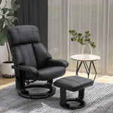 HOMCOM Massage Recliner Chair with Ottoman, 360° Swivel Recliner and Footstool, 10 Point Vibration, PU Leather Reclining Chair with Side Pocket and Remote Control, Black HOMCOM