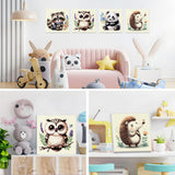 4 Pack Paint by Numbers Kits for Kids with Wooden Frame-Cartoon Animal Painting by Numbers for Kids Adults Beginners, Easy Paint by Numbers Kit Crafts for Kid Paint by Number for Wall Decor(8X8inch) Genius maker