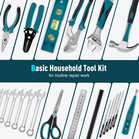 Sundpey 379-PCs Home Tool Kit - Portable Complete Household and Auto Repair Tool Set - Hand General Basic Tool Box Storage Case with Drawer - Full Basic Toolkit for Handyman & Diyer & Homeowner Sundpey