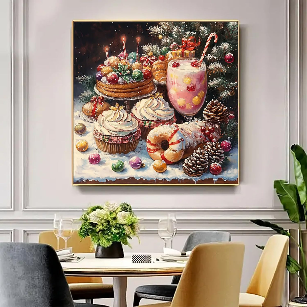 Christmas Cake Donut Diamond Art Kits for Adults, 5D Diamond Painting Kits for Adults Beginners, DIY Full Round Drill Diamond Dot Painting Gem Art Kits for Adult, Home Wall Decor 13.8x13.8 Inch VCLKDIY