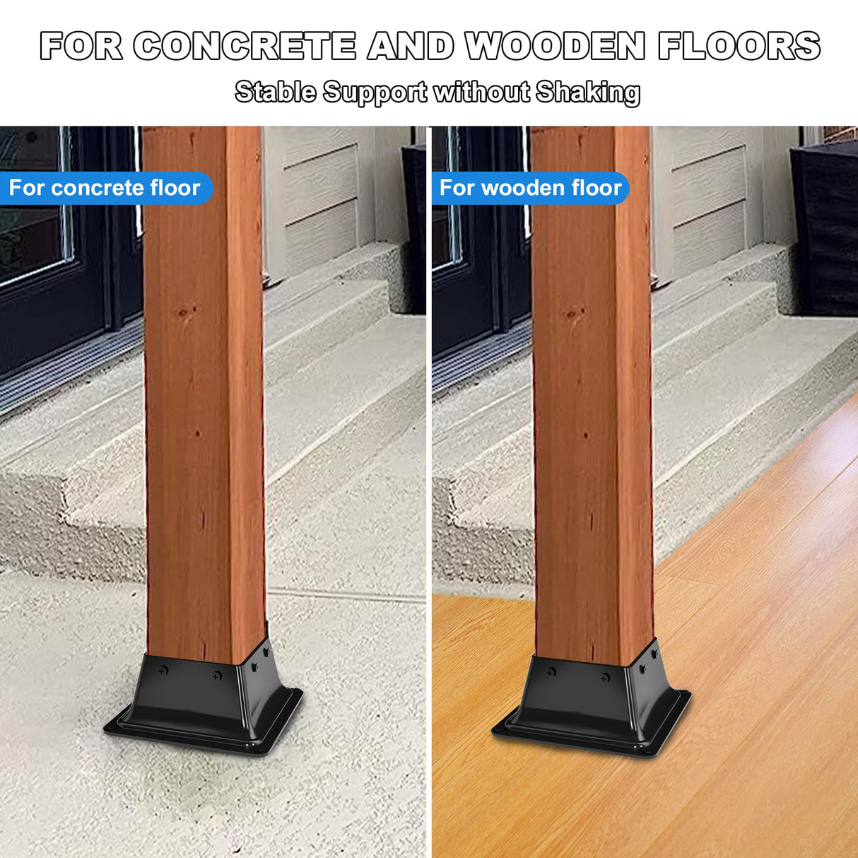 4x4 Post Base 4Pcs-Inner Size 3.5x3.5-Heavy Duty Metal Post Brackets-Deck Post Anchors-Solid Steel-Powder Coated-Wood Post Holder for Porch Handrail Railing Pergola Fence Pavilion-Support Deck Base Vlaeng