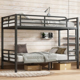 Bellemave Twin XL Over Twin XL Bunk Bed with Headboard and Build in Ladder, Heavy Duty Bunk Beds with Full Length Guardrail, Convertible Bunk Bed for Adults, Teens, Easy Assemble Bunk Beds, Black Bellemave