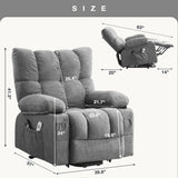 KWKSV Power Lift Recliner Chair for Elderly with Vibration Massage and Lumbar Heating Electric Recliner Sofa with Cup Holders and USB Charge Port for Living Room Comfort KWKSV
