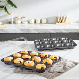 HONGBAKE Muffin Pan for Baking, Nonstick Cupcake Tin 12 Cup, 2 Pack Cup Cake Tray, Premium Cheesecake Pans, Dishwasher Safe - Dark Grey HONGBAKE