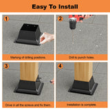 4x4 Post Base 5Pcs, Internal 3.6"x3.6" Heavy Duty Powder-Coated Steel Post Bracket Fit for Standard Wood Post Anchor, Decking Post Base for Deck Porch Handrail Railing Support FMhotu