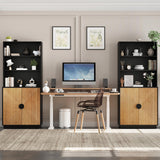 TUSY 4-Piece Large TV Stand with Bookshelves for TVs up to 75”, Wall Unit Entertainment Center with Doors, TV Cabinet for Living Room, Bedroom & Home Theater, Black TUSY