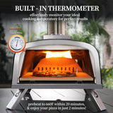 PIZZELLO 12" Outdoor Pizza Oven Propane & Wood Fired Pizza Maker Multi-Fuel Pizza Ovens with Gas Burner, Wood Tray, Stone, Pizza Peel, Cover, Forte Gas (Black) PIZZELLO