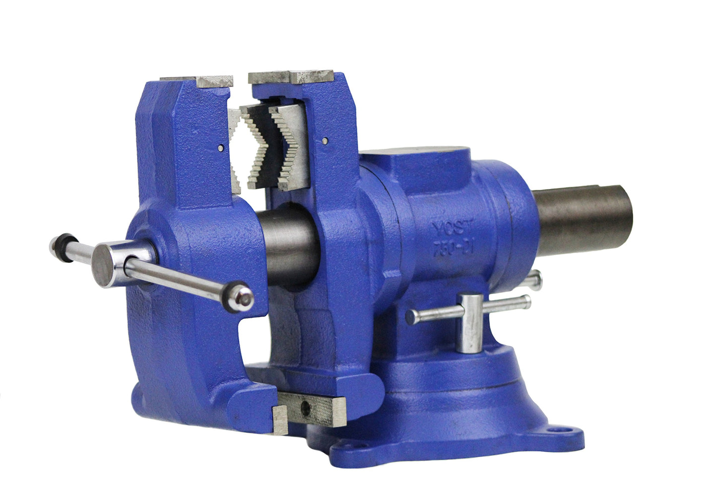 Yost Vises 750-DI Multi-Jaw Rotating Vise System | 2 in 1 Multipurpose Bench and Pipe Vise | Secure Grip with Swivel Base | Made with a Combination of Ductile Iron & Hardened Steel | Large, B - WoodArtSupply