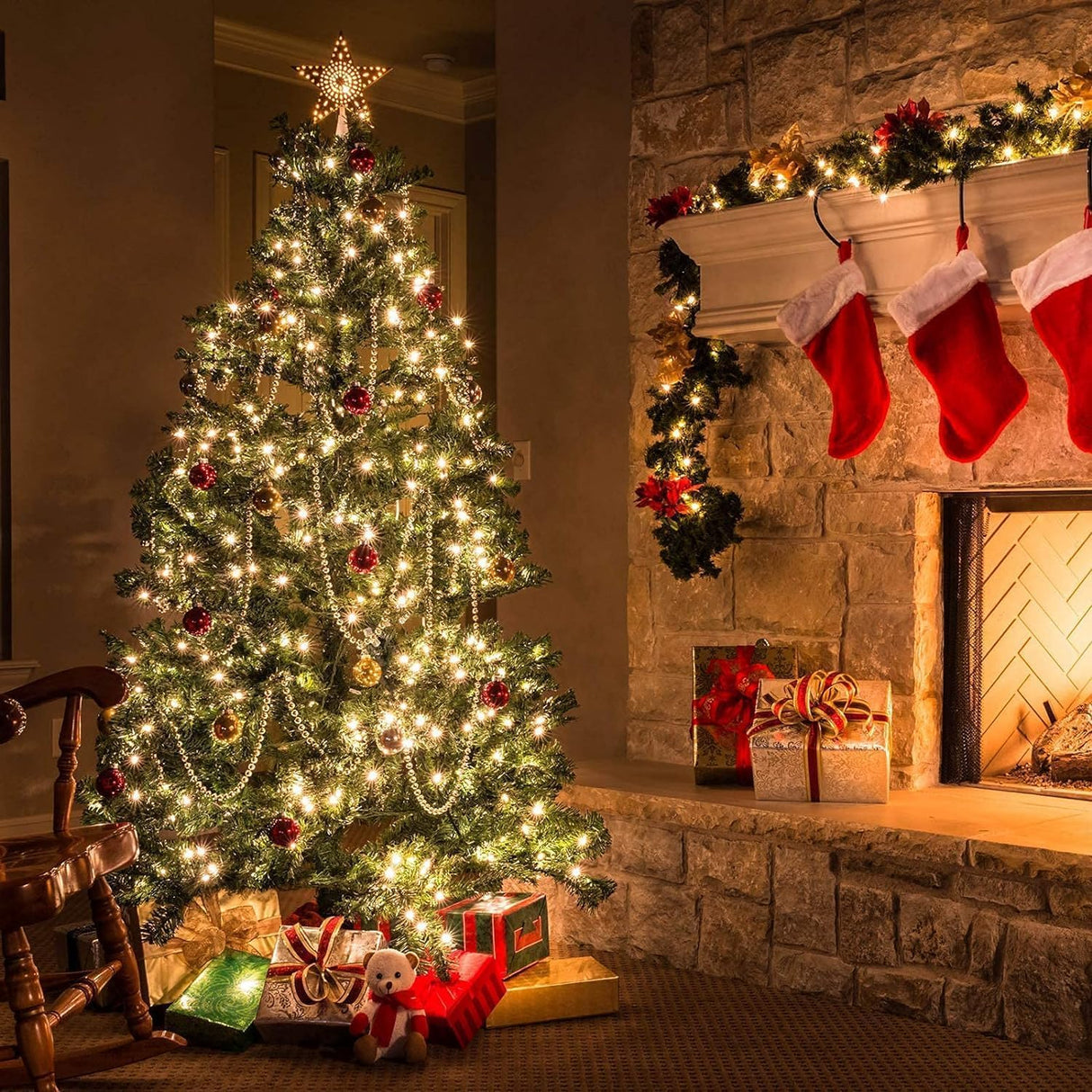 Dirnun Christmas Lights Clear White 70 Count Incandescent Light UL Certified Connectable Christmas Tree Lights with White Wires for Indoor Outdoor Xmas, Wedding, Holiday, Party, Home Decorations Dirnun