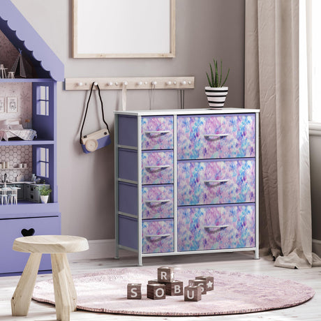 Sorbus Kids Dresser with 7 Drawers - Storage Chest Organizer Unit with Steel Frame, Wood Top & Handles, Tie-dye Fabric Bins for Clothes - Wide Furniture for Bedroom Hallway Kids Room Nursery & Closet Sorbus