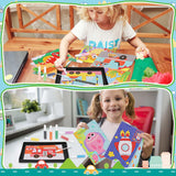 Tenceur 119 Pcs Kids' Sand Art Kits Сolor Sand Art Pictures Peel and Stick 12 Color 32 Pcs Sand Painting Board 2 Sand Painting Tray 2 Brush 24 Bottles for Kids Tenceur