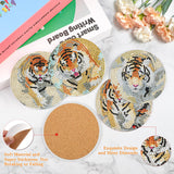 GHHKUD 6pcs Tiger Diamond Painting Coasters, DIY Life Coasters Animals Diamond Art Kits for Adults Kids, Full Drill 5D with Holder Cork Pad for Home GHHKUD