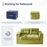 MAXYOYO Convertible Sofa Bed, Pull Out Loveseat Sleeper Sofa, 2 in 1 Folding Couch Bed, Fold Out Floor Couch with Pillows for Living Room Bedroom Lounge, Green MAXYOYO