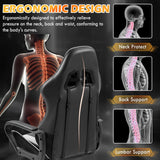 ECOTOUGE Gaming Chair, Ergonomic Computer Gamer Chair with Massage Lumbar Support & Rocking High Back, 360° Swivel Video Game Chair for Gaming or Office, Height Adjustable (White) ECOTOUGE