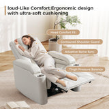 ANJ White Power Recliner Chair Set of 2, Electric Home Theater Seating Soft Leather Reclining Chairs for Movie Room Overstuffed Recliners with Hidden Arm Storage, Cup Holders and USB Ports ANJ