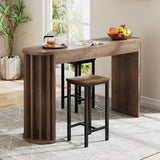 Tribesigns 59" Long Bar Table, Farmhouse Kitchen Counter Height Table with Sturdy Frame, Wooden Bar Height Pub Table for Dining Room, Living Room, Easy Assembly (1, Gray) Tribesigns