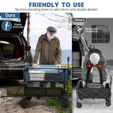 TIMBER RIDGE 400L Large Capacity Folding Double Decker Wagon, 54" Extra Long Extender Wagon Cart, 450lbs Heavy Duty Collapsible Wagon, All-Terrain Big Wheels for Camping, Sports, Shopping, Blue TIMBER RIDGE