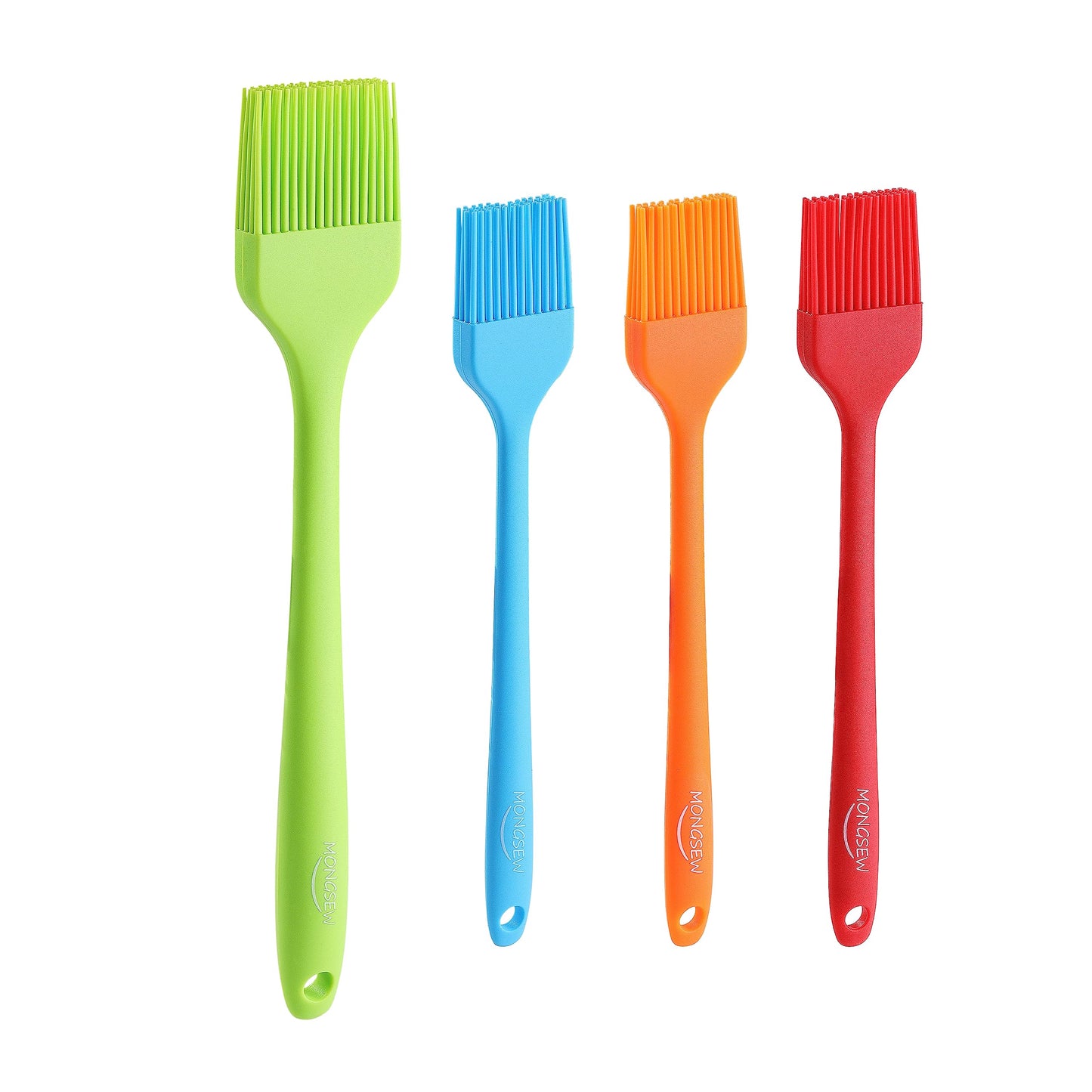 4PCS Silicone Basting Pastry Brush, MONGSEW Heat Resistant Food Brush Spread Oil Butter Sauce for BBQ Grill Baking Kitchen Cooking, BPA Free, Dishwasher Safe (Multicolor, 4 Pcs)