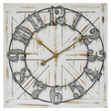 EMAX HOME Large Farmhouse Wall Clock – 24 Inch Square Rustic Wooden Clock with Decorative Reversible Wooden Sign, Perfect for Any Space and Ideal Gift EMAX HOME