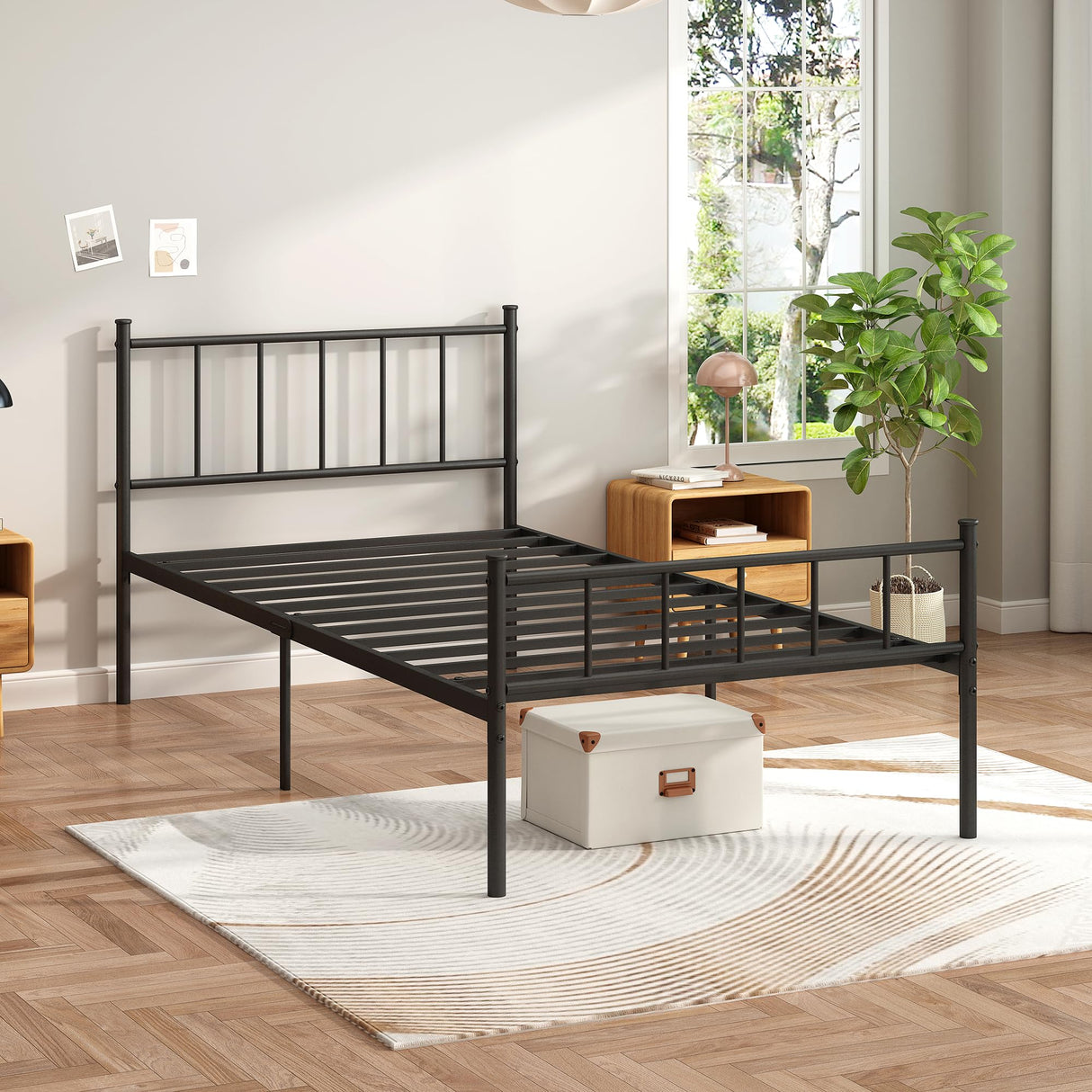 HAFENPO Twin Size Platform Bed Frame - Black Metal Bed Frame,Heavy Duty Base with Headboard and Footboard,Steel Slat Support,No Box Spring Needed,Easy to Assemble,Suitable for Bedrooms HAFENPO