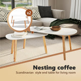 vidaXL Nesting Coffee Table 2 pcs, Side Tables with Solid Pine Wood Legs, Scandinavian Style End Table for Living Room, White vidaXL