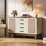 Tribesigns 4 Drawer Dresser, 47.2-Inch Farmhouse Chest of Drawer with 4-Tier Storage Shelves, Wood Dresser Organizer Cabinet for Bedroom Living Room Tribesigns