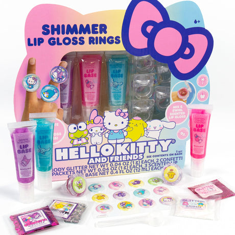 Horizon Group USA Sanrio Hello Kitty and Friends Shimmer Lip Gloss Making Kit, Makes 5 Hello Kitty Glitter Lip Gloss Rings, DIY Hello Kitty Lip Gloss Kit, Great Birthday Gift for Ages 6+ Horizon Group USA