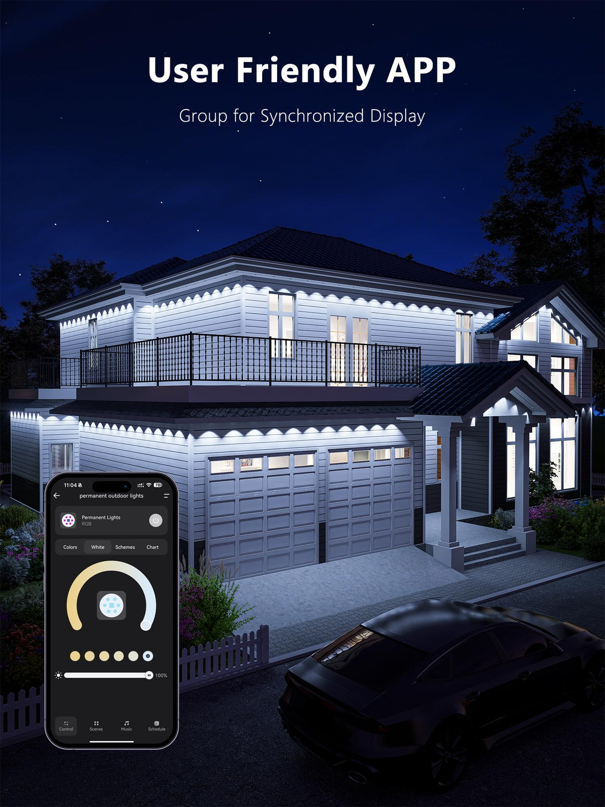 Brizled Permanent Outdoor Lights, 100ft 60 LED RGB Smart Halloween Lights Work with Alexa & Google Home, APP Controlled Permanent Eave Light IP67 Waterproof Smart House Light for Xmas Halloween House Brizled