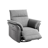 GAOMON Power Recliner Chair Swivel Glider Faux Leather Upholstered Nursery Rocker Reclining Sofa Chair with Charging Port, Curved Armrests & Padded Backrest for Living Room and Bedroom (Dark Gray) GAOMON