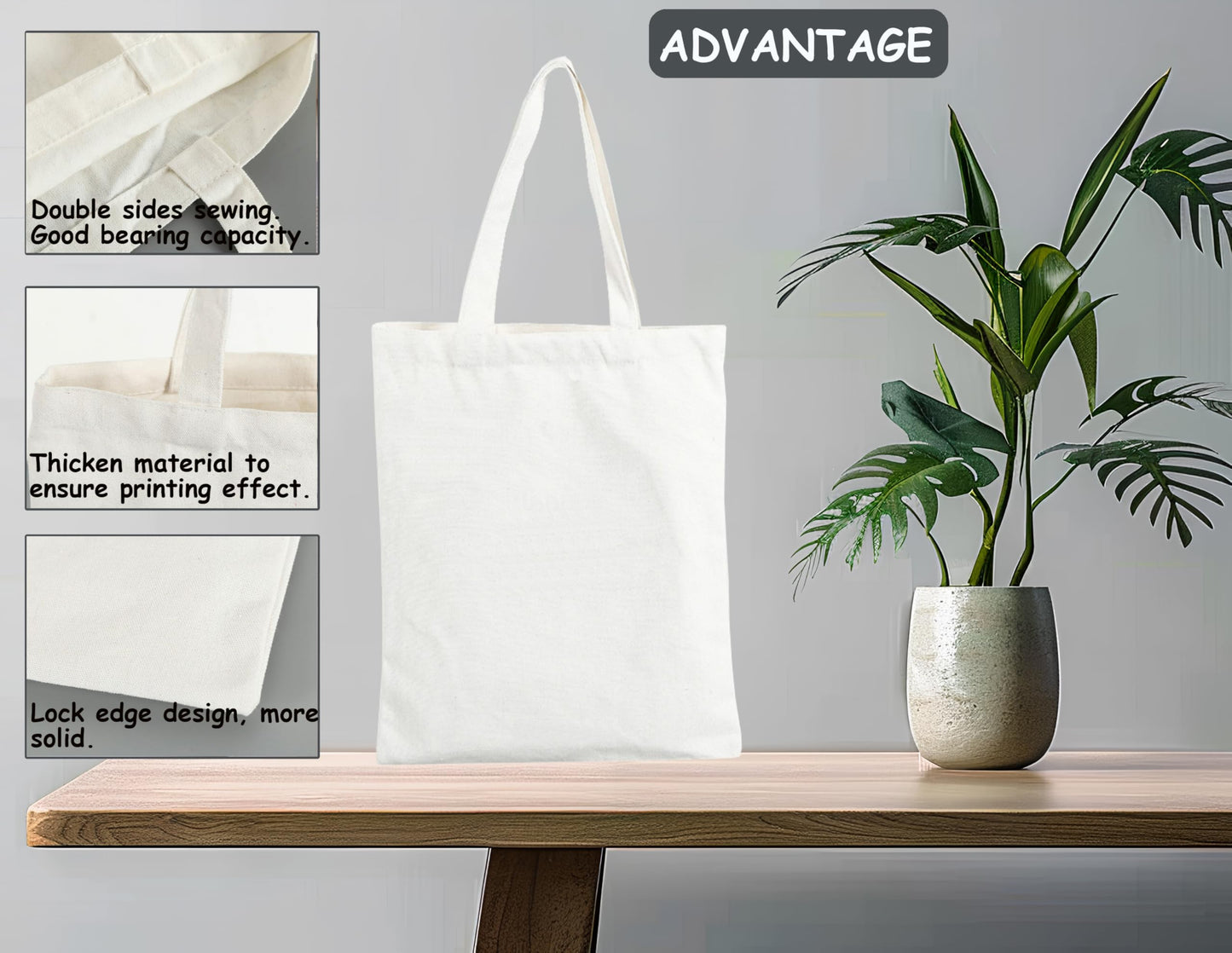 E-Found 20 Pcs Pure White Sublimation Blank Canvas Tote Bag Craft Canvas Bag Screen Printing Blank Bag Material Canvas Tote Bag Shopping Tote Bags for DIY Carry Books and Lunch Box