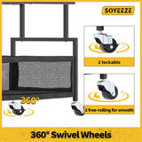 SOYEEZE Sports Equipment Organizer- Ball Storage for Garage,4 Tiers Outdoor Toy Storage,Soccer Racks,Basketball Shooting Training Stand Cart with Wheels and Hooks for Home-School and Gym Use SOYEEZE