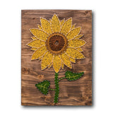 String of the Art Sunflower String Art Kit, American Made DIY Craft Kit for Adults, Stained Pine Wood (16" x 12"), Embroidery Floss, for Beginner to Advanced Crafters, Craft a Handmade Gift String of the Art