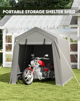 6 x 8 ft Portable, Carport Storage Shed with Heavy Duty Waterproof Tarp & 2 Roll-Up Zipper Doors, Ideal Tent for Motorcycles, Bikes, Garden Tools, and Firewood Hipicute