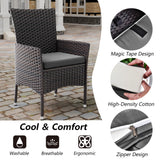 Kullavik 15-Piece Outdoor Dining Set Patio Rattan Furniture Set,Patio Dining Table and Chairs Set with 12 Chairs and Cushions,Square Glass Tabletop with Umbrella Hole for Patio,Backyard,Garden,Grey Kullavik