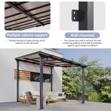 oneinmil 10 x 8FT Hardtop Gazebo for Patio, Outdoor Aluminum Wall-Mounted Gazebo Pergola with Sloped Roof, Heavy Duty Awnings for Patio Covers, Backyard, Deck, Garden oneinmil