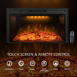 Benrocks 36'' Electric Fireplace Inserts, Recessed & Built in Wall Electric Fireplace Heater with Fire Crackling Sound, Adjustable Top Light & Flame Speed, Overheating Protection, 750/1500W Black Benrocks