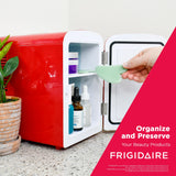 Frigidaire EFMIS129-RED_CP4 Mini Personal Fridge Cooler, 1 Gal Capacity fits Six Cans, Includes Plugs for Home Outlet & DC Charger-9.84" D x 7.09" W x 10.35" H, standard Frigidaire