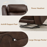 Watson & Whitely Genuine Leather Power Lift Recliner Chair for Elderly with Heat and Massage, Electric Lay Flat Lift Chairs with Power Headrest & Visual Remote Control, Dual Motor, Dark Brown Watson & Whitely