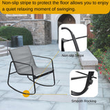 DWVO Gray 3-Piece Patio Bistro Set, Outdoor Textilene Furniture with 2 Rocking Chairs and Coffee Table for Backyard Lawn Garden Balcony Poolside DWVO