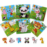 NASHRIO Wooden Puzzles for Toddlers 2-5 Years Old(Set of 6), 9 Pieces Preschool Educational and Learning Animal Jigsaw Puzzle Toy Gift Set for Boys and Girls NASHRIO