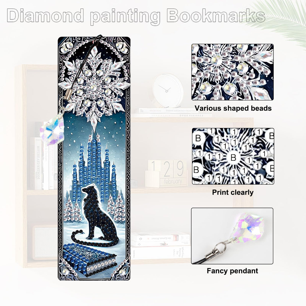 Antor 4 Pack Diamond Painting Bookmarks Kit for Adults – Snowflake Designs, DIY Halloween Themed Diamond Art Bookmarks Craft Gift Set, Small Diamond Art Projects, DIY Gemstone Bookmark Craft antor