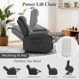 Korser Power Lift Recliner Chair for Elderly, Electric Lift Chair for Adults, Small Recliner with Side Pockets for Living Room Reading Room, Recliner Saves Your Favorite Position, Darkgrey Korser